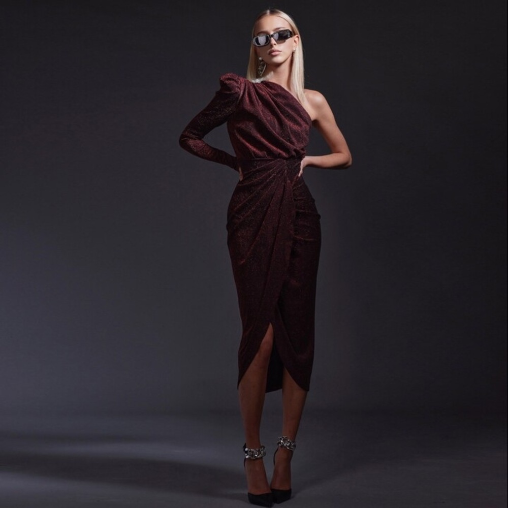 NEW Wolf & Badger HASANOVA - Cassini Wrap One Shoulder Dress - XS
